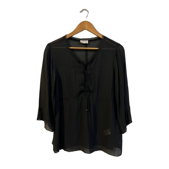 WRAP London Black Blouse Semi Sheer Top Women's 8 Career Office - Picture 1 of 5